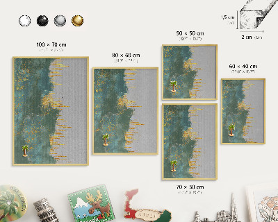 Tablica na magnesy złota rama Turkusowa abstrakcja