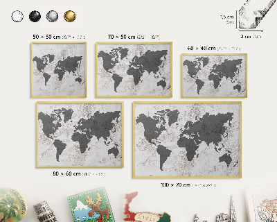 Tablica na magnesy złota rama Mapa świata