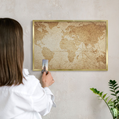 Tablica na magnesy złota rama Stara mapa