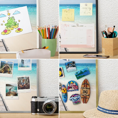 Tablica na magnesy w ramie złotej Molo ocean