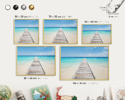 Tablica na magnesy w ramie złotej Molo ocean