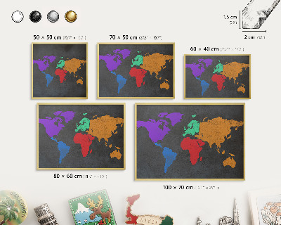 Tablica na magnesy złota rama Kolorowa mapa