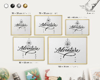Tablica na magnesy w ramie złotej Typograficzna przygoda