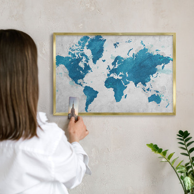 Tablica na magnesy złota rama Mapa akwarela