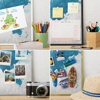 Tablica na magnesy złota rama Mapa akwarela