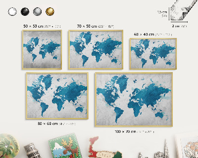 Tablica na magnesy złota rama Mapa akwarela