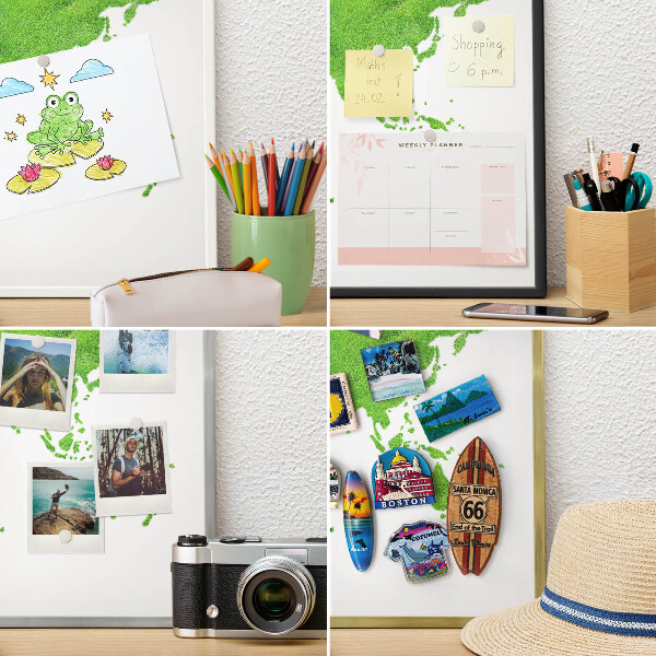 Tablica na magnesy w ramie złotej Zielona mapa
