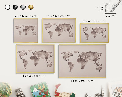 Tablica na magnesy złota rama Mapa świata