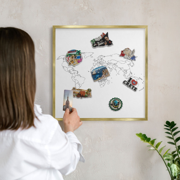 Tablica na magnesy złota rama Mapa konturowa