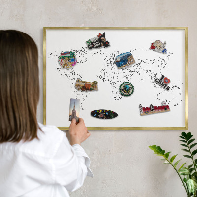 Tablica na magnesy złota rama Mapa konturowa