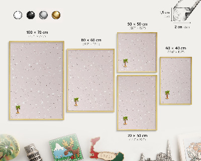 Tablica na magnesy w ramie złotej Nowoczesne terrazzo