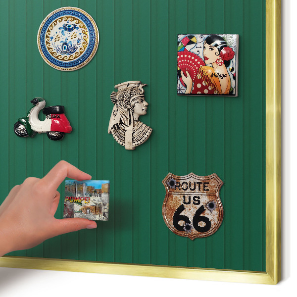 Tablica na magnesy w ramie złotej Zielone pasy