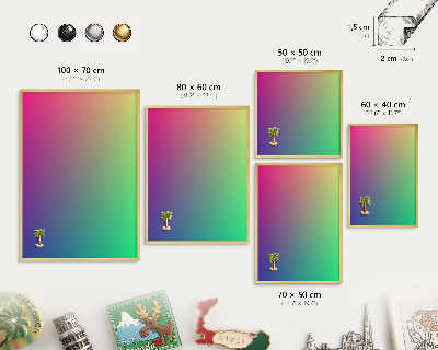 Tablica na magnesy z podróży w złotej ramie Kolorowy gradient