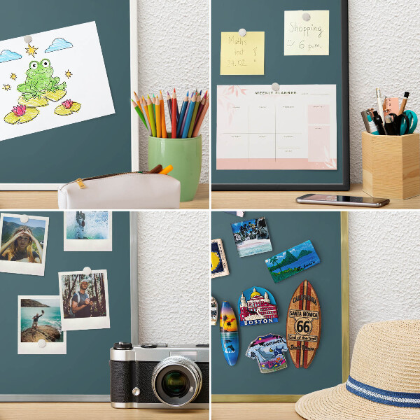 Tablica na magnesy z podróży w złotej ramie Ciemny turkus