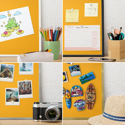 Tablica na magnesy z podróży w złotej ramie Żywy pomarańczowy