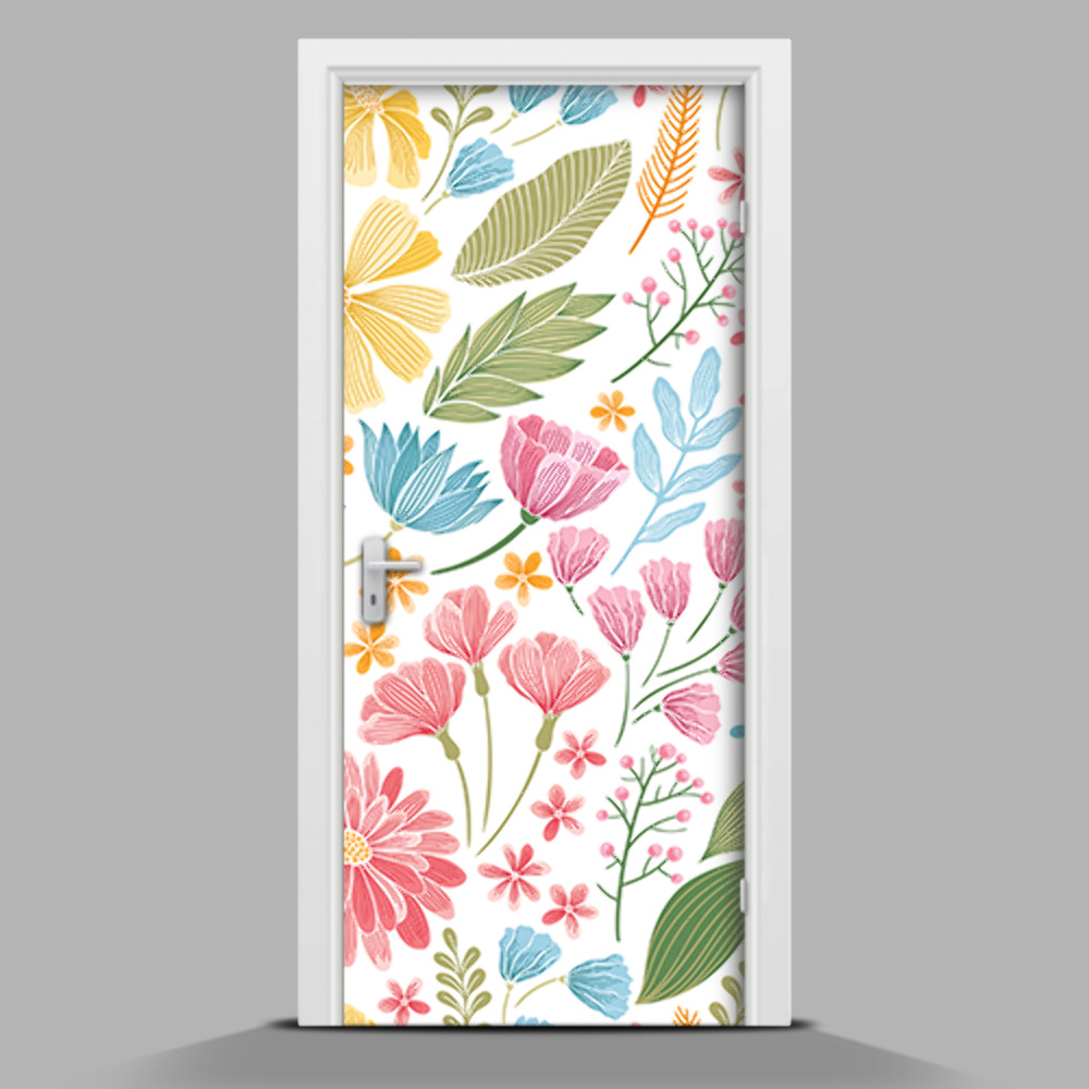 Naklejka na drzwi Rysowane kwiatki