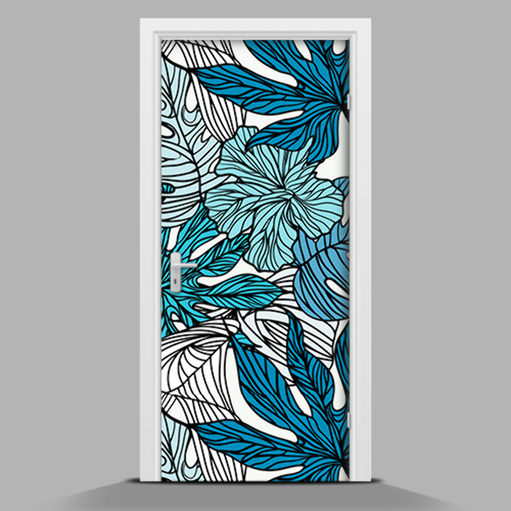 Okleina samoprzylepna na drzwi Niebieskie kwiaty