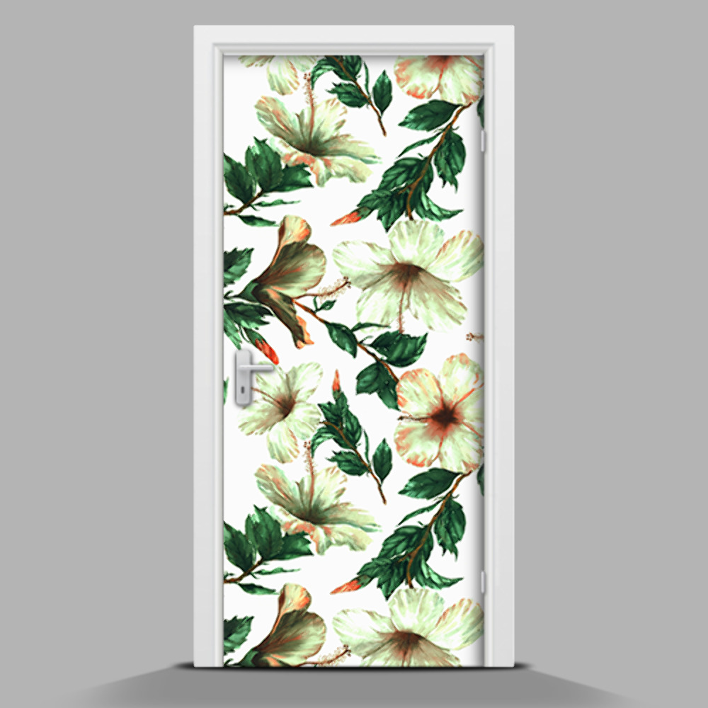 Okleina samoprzylepna na drzwi Białe kwiaty