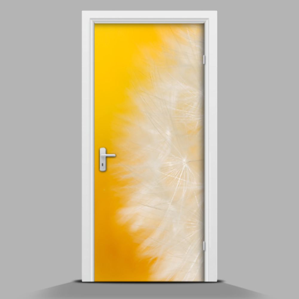 Naklejka na drzwi samoprzylepna Dmuchawiec na żółtym tle