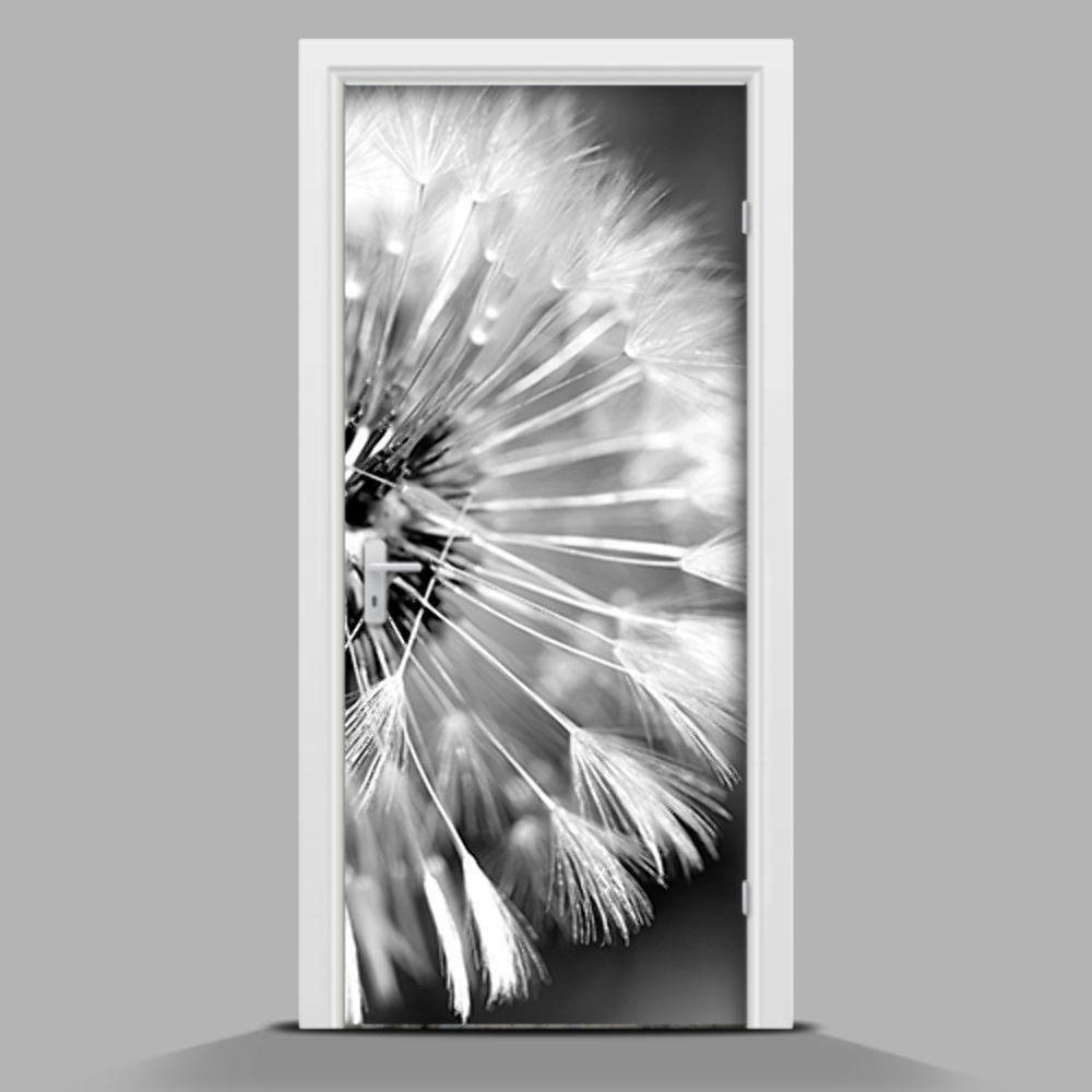 Naklejka na drzwi samoprzylepna Czarno-biały dmuchawiec