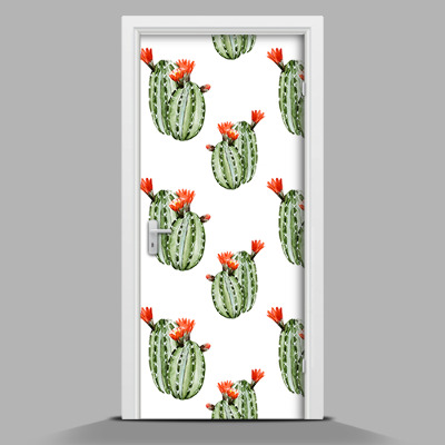 Naklejka fototapeta na drzwi Kolorowe kaktusy