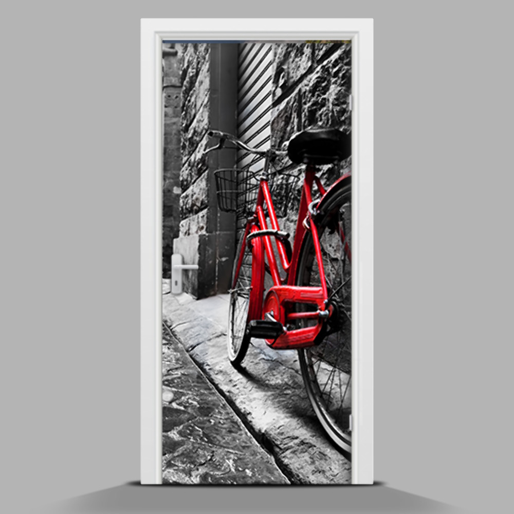 Naklejka na drzwi Czerwony rower