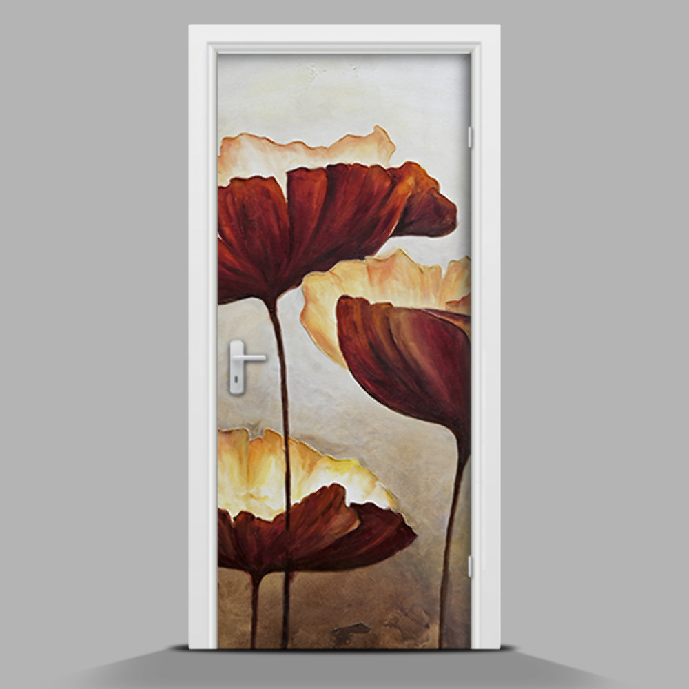 Naklejka na drzwi Rysowane kwiaty