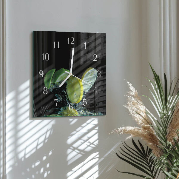 Zegar ścienny kwadratowy Cytryna i Limonka