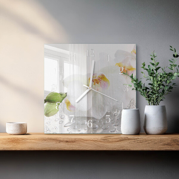 Zegar ścienny kwadratowy Orchidea