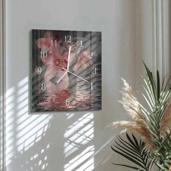 Zegar ścienny kwadratowy Orchidea