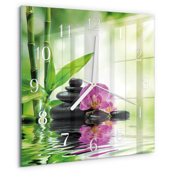 Zegar ścienny kwadratowy Spa Orchidea