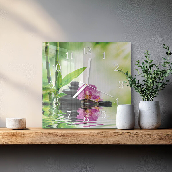 Zegar ścienny kwadratowy Spa Orchidea
