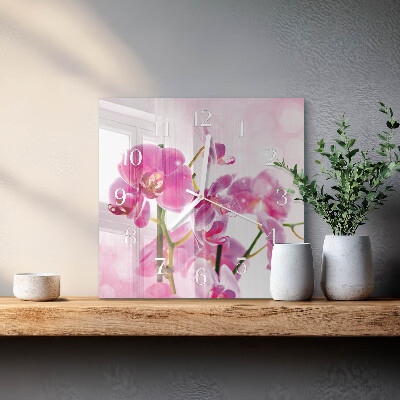 Kwadratowy zegar Orchidea