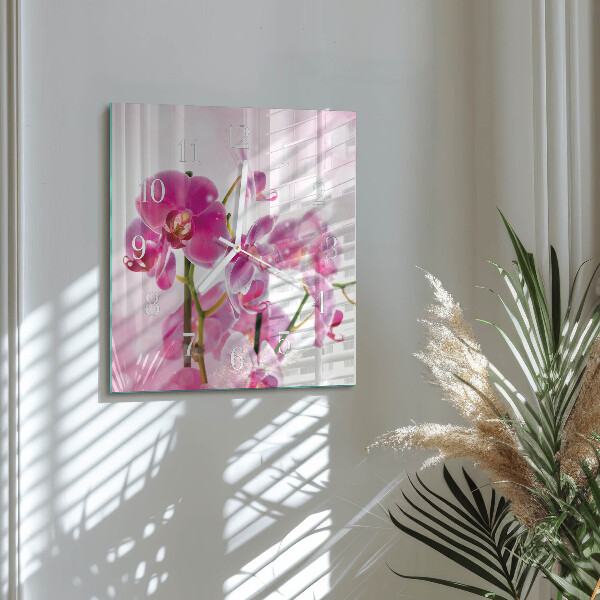 Kwadratowy zegar Orchidea