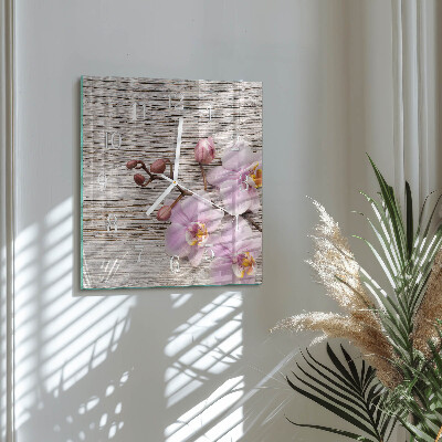 Kwadratowy zegar Orchidea
