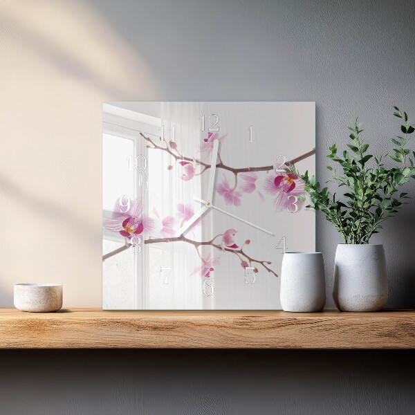 Zegar ścienny kwadratowy Orchidea