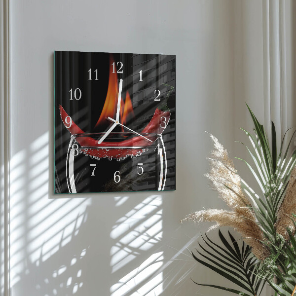Zegar ścienny kwadratowy Ogień Chili
