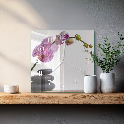 Kwadratowy zegar Orchidea