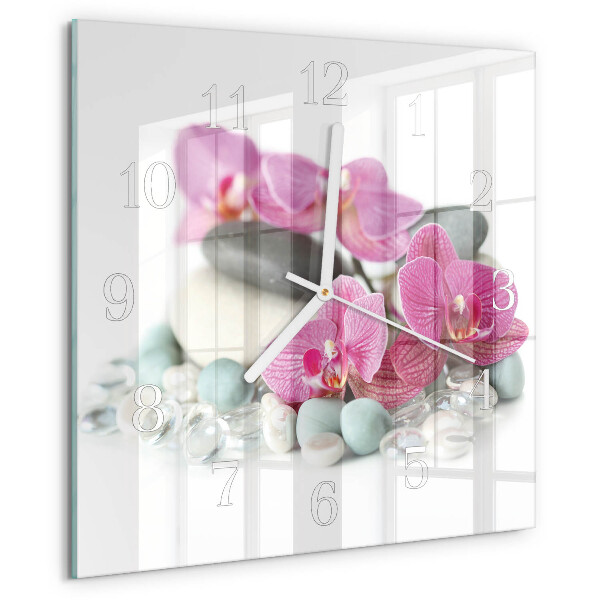 Kwadratowy zegar Orchidee