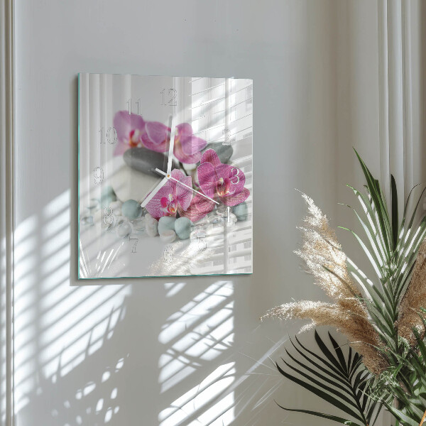 Kwadratowy zegar Orchidee