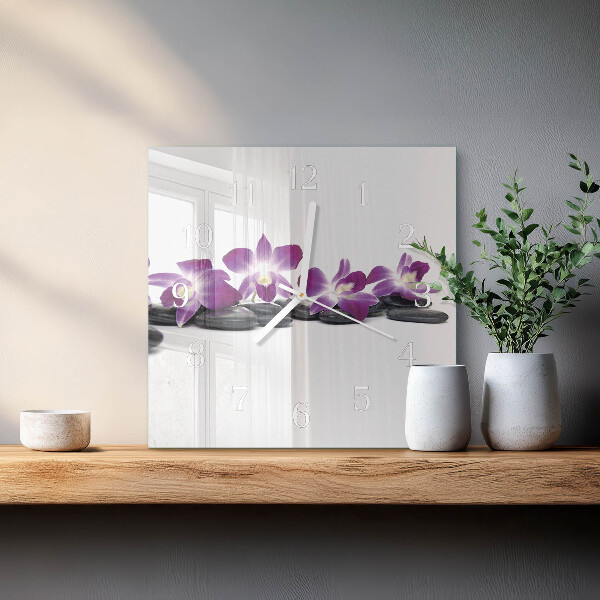 Zegar ścienny kwadratowy Orchidea