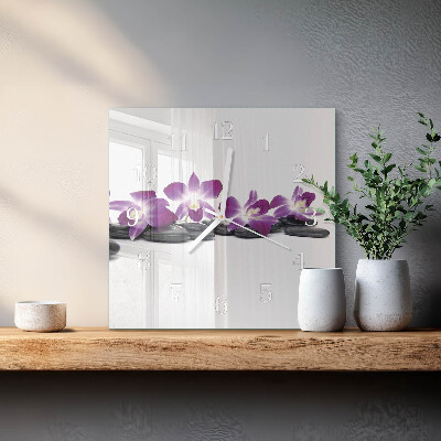 Zegar ścienny kwadratowy Orchidea