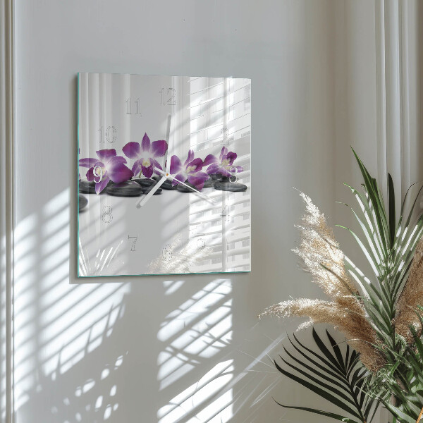 Zegar ścienny kwadratowy Orchidea