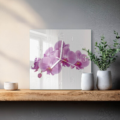 Zegar ścienny kwadratowy Orchidea