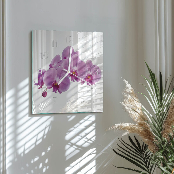 Zegar ścienny kwadratowy Orchidea