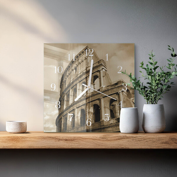 Zegar ścienny kwadratowy Koloseum Sepia