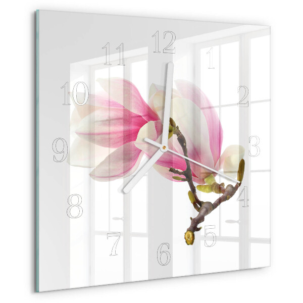 Kwadratowy zegar Kwiat Magnolii