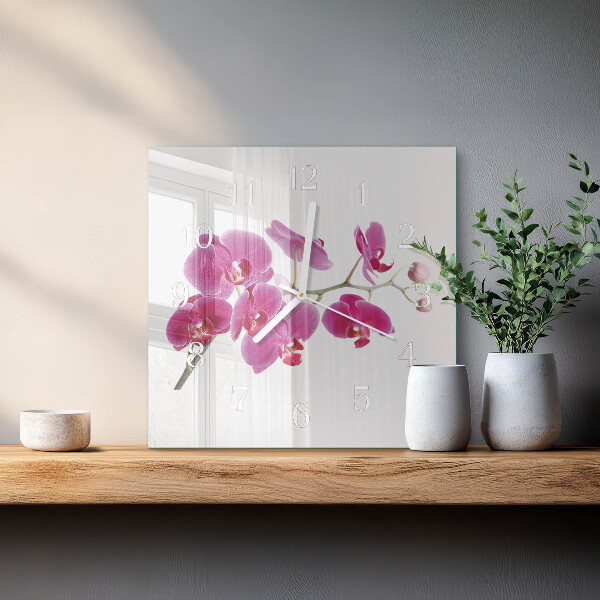 Zegar ścienny kwadratowy Orchidea