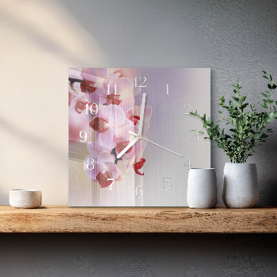 Zegar ścienny kwadratowy Orchidea