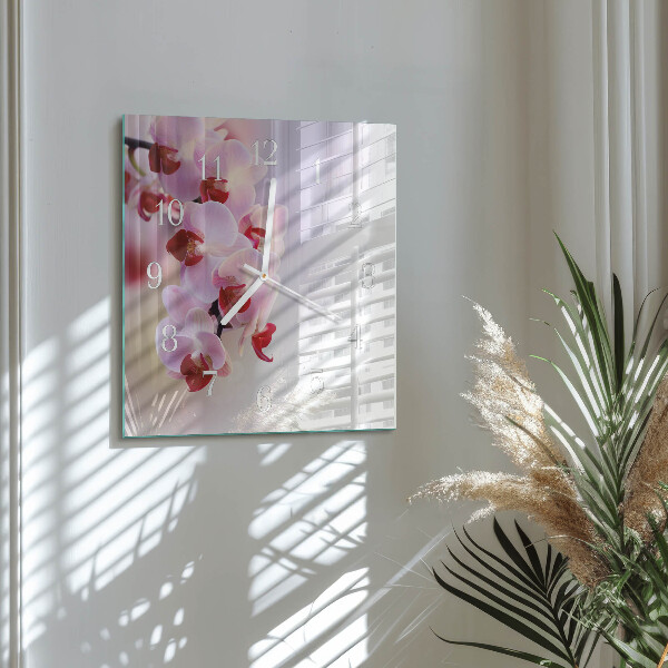 Zegar ścienny kwadratowy Orchidea